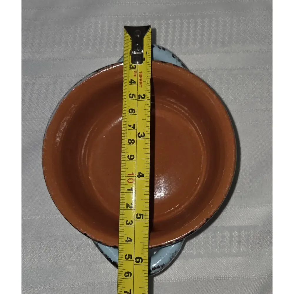De Silva Terracotta Soup Bowl Blue Orange Handles Italy